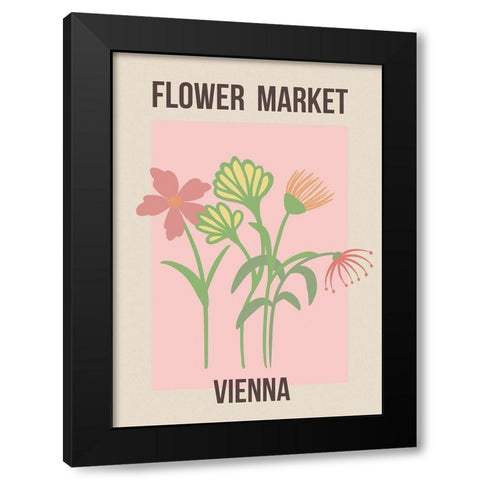 Flower Market Vienna Black Modern Wood Framed Art Print with Double Matting by Haase, Andrea