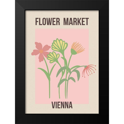 Flower Market Vienna Black Modern Wood Framed Art Print by Haase, Andrea