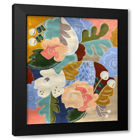 Melange of Flowers Black Modern Wood Framed Art Print with Double Matting by Wojahn, Holly