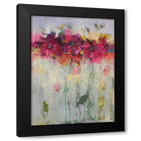 Misty Flowers I Black Modern Wood Framed Art Print with Double Matting by Eaton, Winnie