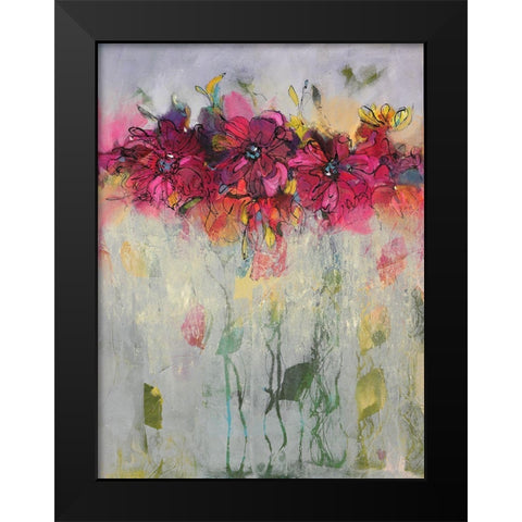 Misty Flowers I Black Modern Wood Framed Art Print by Eaton, Winnie
