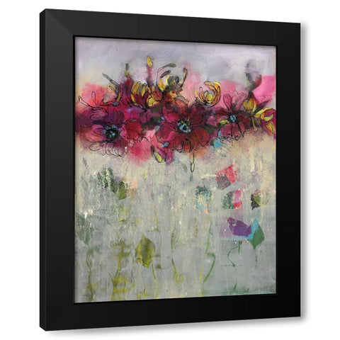 Misty Flowers II Black Modern Wood Framed Art Print with Double Matting by Eaton, Winnie