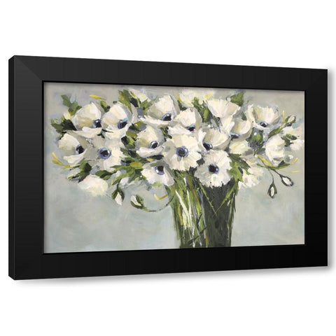 White Poppies Black Modern Wood Framed Art Print with Double Matting by Eaton, Winnie