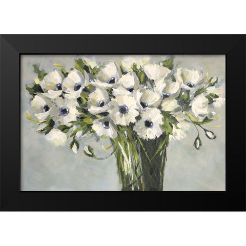 White Poppies Black Modern Wood Framed Art Print by Eaton, Winnie