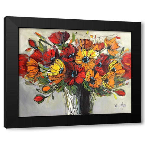 Bright Poppies Black Modern Wood Framed Art Print by Eaton, Winnie