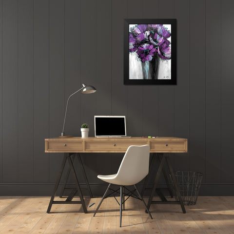 Purple Poppies Black Modern Wood Framed Art Print by Eaton, Winnie