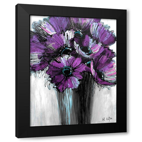 Purple Poppies Black Modern Wood Framed Art Print with Double Matting by Eaton, Winnie