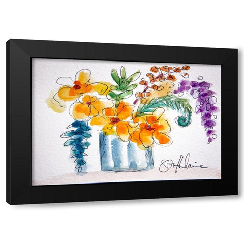 Forget Me Not Black Modern Wood Framed Art Print with Double Matting by St Hilaire, Elizabeth