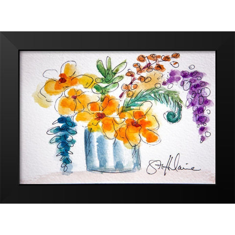 Forget Me Not Black Modern Wood Framed Art Print by St Hilaire, Elizabeth