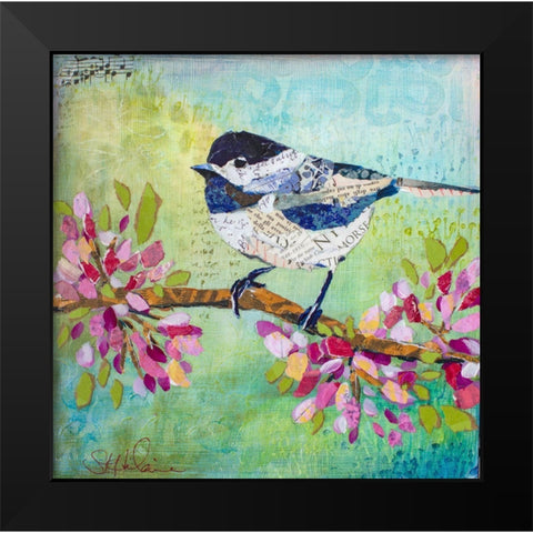 Chirpy Chickadee Black Modern Wood Framed Art Print by St Hilaire, Elizabeth