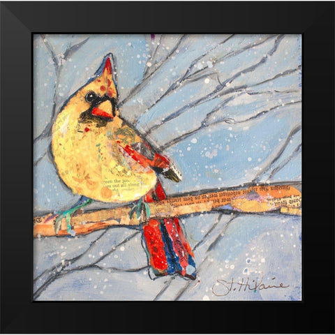 Winter Cardinal Female Black Modern Wood Framed Art Print by St Hilaire, Elizabeth