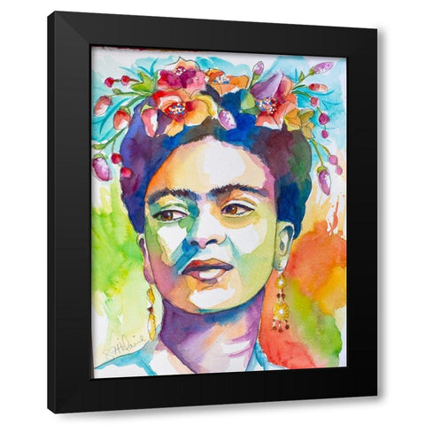 Frida with Side Glance Black Modern Wood Framed Art Print with Double Matting by St Hilaire, Elizabeth