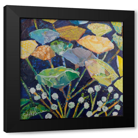 Ginko Floral Abstract Black Modern Wood Framed Art Print with Double Matting by St Hilaire, Elizabeth