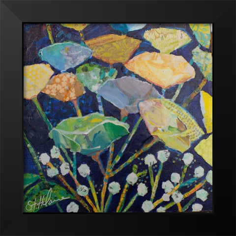 Ginko Floral Abstract Black Modern Wood Framed Art Print by St Hilaire, Elizabeth