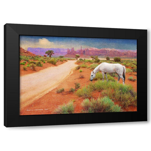 White Horse Road in Monument Valley Black Modern Wood Framed Art Print by Vest, Christopher