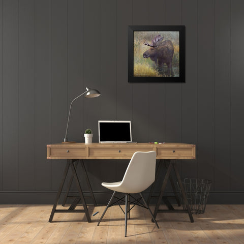 Moose in Marsh Black Modern Wood Framed Art Print by Vest, Christopher