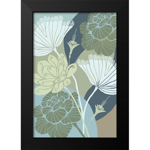 Art Deco Flowers Black Modern Wood Framed Art Print by Kouta, Flora