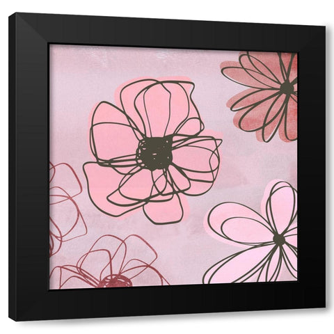 Pink May Flowers Black Modern Wood Framed Art Print with Double Matting by Haase, Andrea