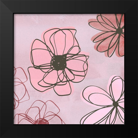 Pink May Flowers Black Modern Wood Framed Art Print by Haase, Andrea