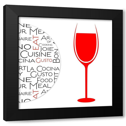 Kitchen Art Red Wine Black Modern Wood Framed Art Print by Haase, Andrea