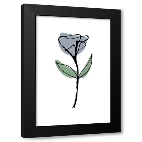 Minimal Blue Bell Flower Black Modern Wood Framed Art Print by Haase, Andrea