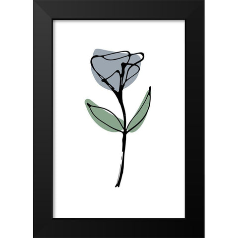 Minimal Blue Bell Flower Black Modern Wood Framed Art Print by Haase, Andrea