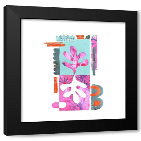 Paper Flower Negative Black Modern Wood Framed Art Print with Double Matting by Haase, Andrea