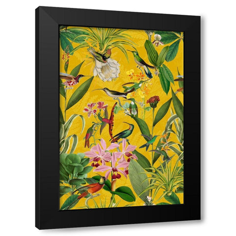 Hummingbirds Garden Black Modern Wood Framed Art Print by Haase, Andrea