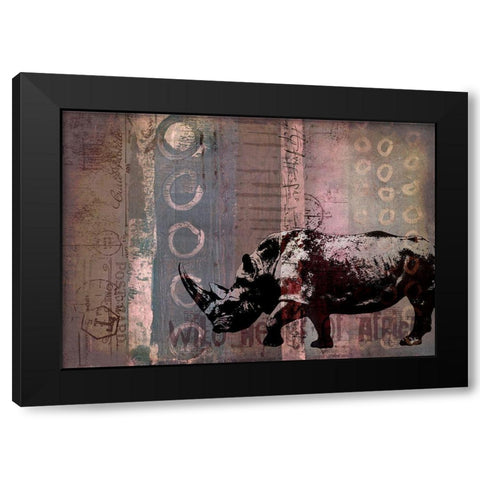 Rhino Wild Africa I Black Modern Wood Framed Art Print with Double Matting by Haase, Andrea