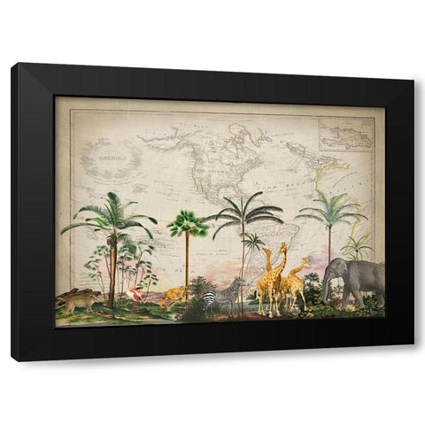 Wild Animals Paradise Black Modern Wood Framed Art Print by Haase, Andrea