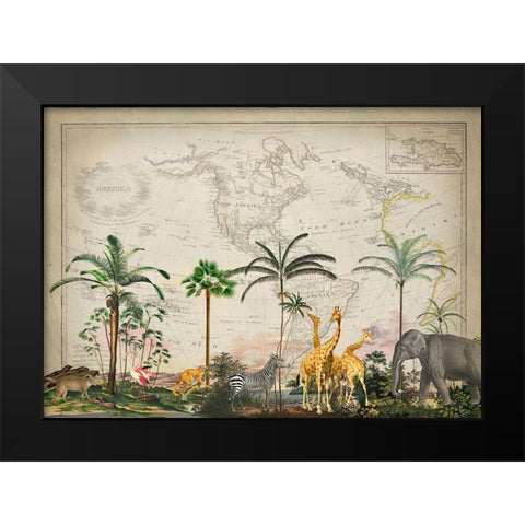 Wild Animals Paradise Black Modern Wood Framed Art Print by Haase, Andrea