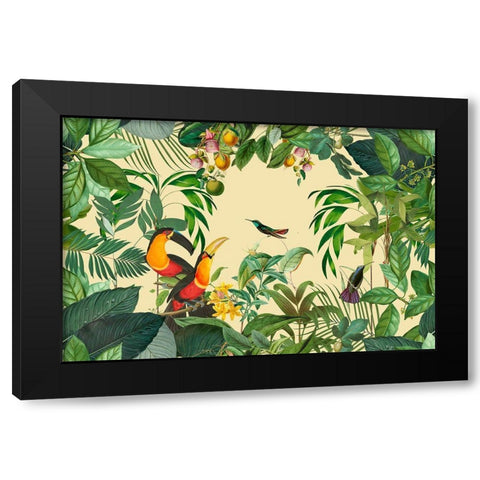 Toucans Paradise Garten Black Modern Wood Framed Art Print with Double Matting by Haase, Andrea