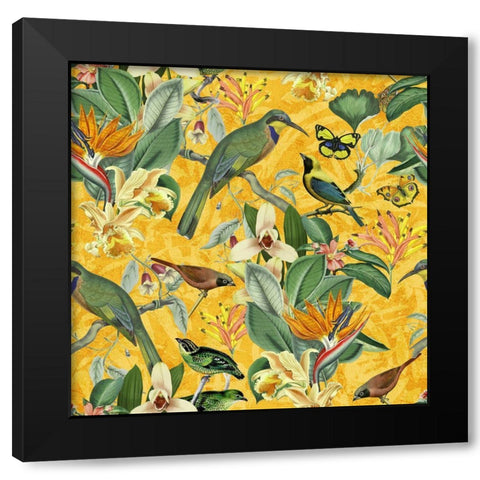 Birds Happy Summer Black Modern Wood Framed Art Print with Double Matting by Haase, Andrea