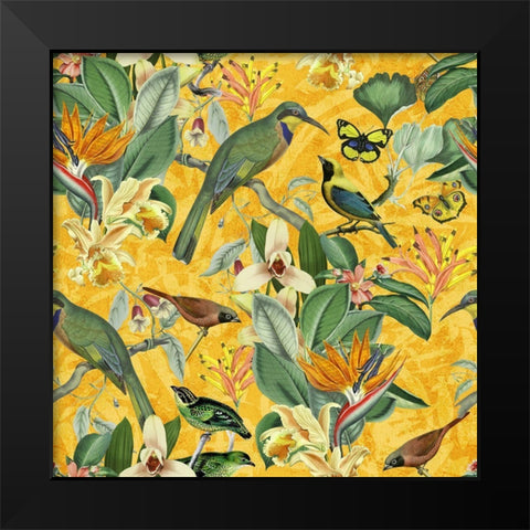 Birds Happy Summer Black Modern Wood Framed Art Print by Haase, Andrea