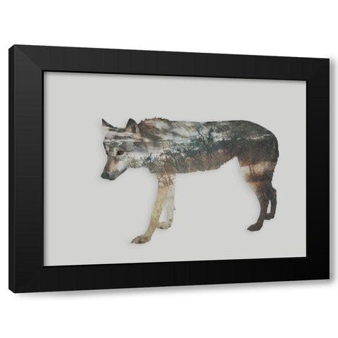Nordic Wolf Black Modern Wood Framed Art Print by Haase, Andrea