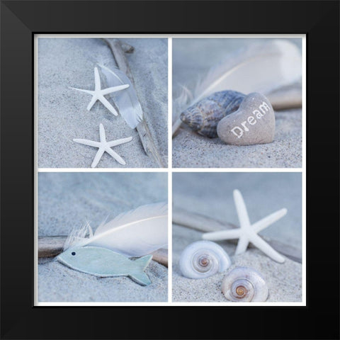 Summer Beach Still Life Collage II Black Modern Wood Framed Art Print by Haase, Andrea