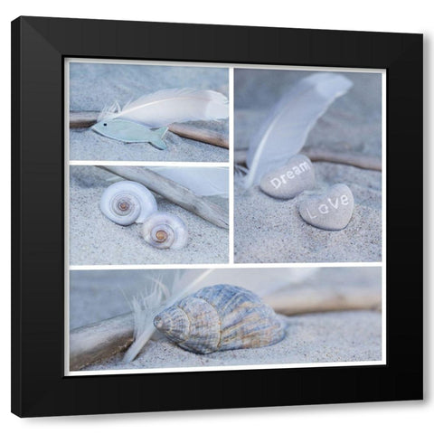 Summer Beach Still Life Collage III Black Modern Wood Framed Art Print by Haase, Andrea