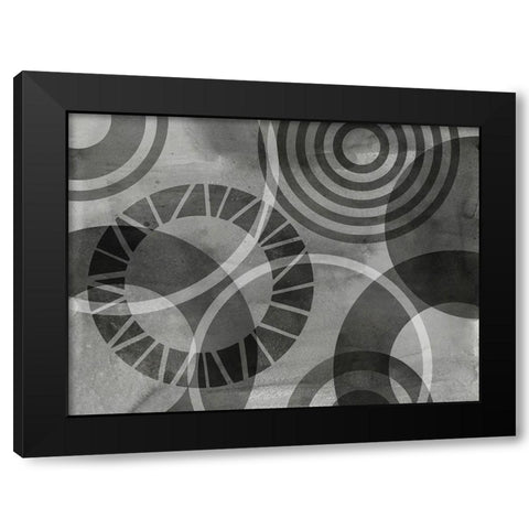 Layered Circles Black Modern Wood Framed Art Print with Double Matting by Haase, Andrea