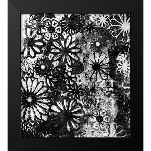 Dark Flower Impression Black Modern Wood Framed Art Print by Haase, Andrea