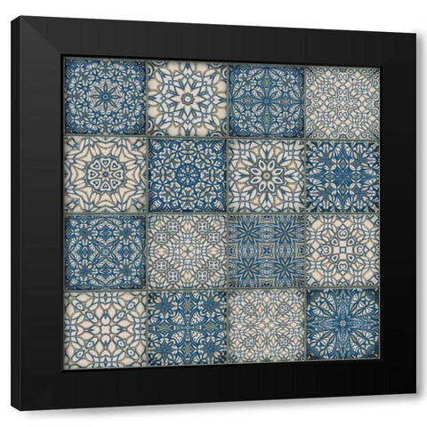 Vintage Cottage Tiles Black Modern Wood Framed Art Print with Double Matting by Haase, Andrea