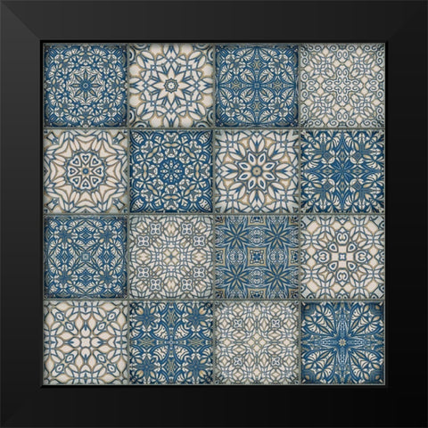 Vintage Cottage Tiles Black Modern Wood Framed Art Print by Haase, Andrea