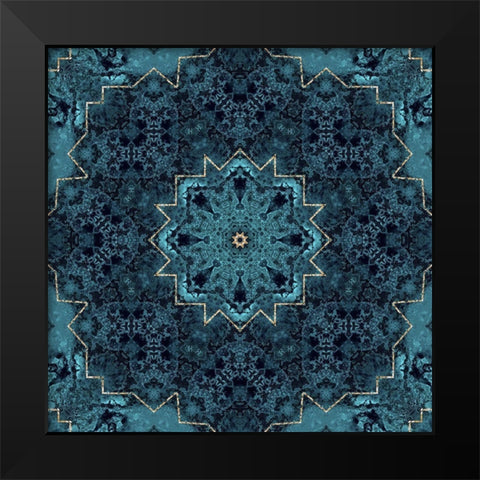 Gold Teal Tile II Black Modern Wood Framed Art Print by Haase, Andrea