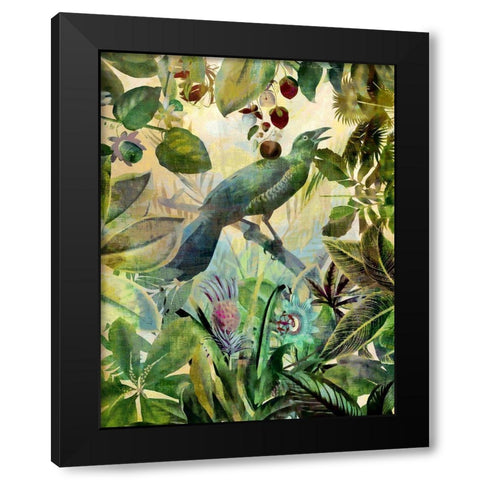 The Birds Green Garden I Black Modern Wood Framed Art Print by Haase, Andrea