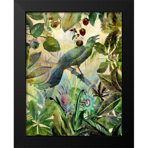The Birds Green Garden I Black Modern Wood Framed Art Print by Haase, Andrea