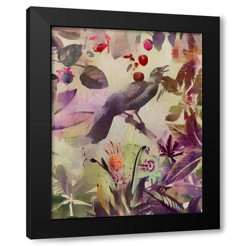 The Birds Green Garden II Black Modern Wood Framed Art Print with Double Matting by Haase, Andrea