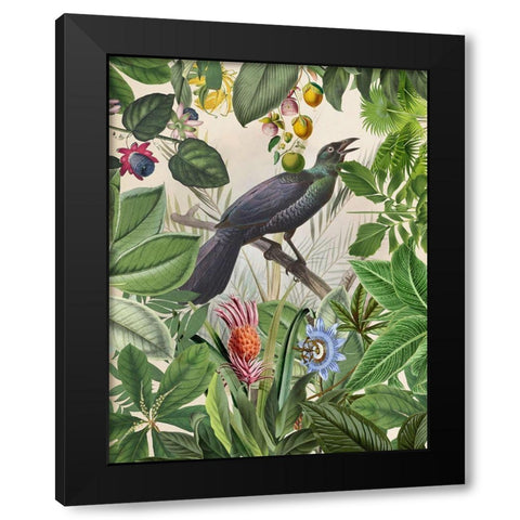 The Birds Green Garden III Black Modern Wood Framed Art Print by Haase, Andrea