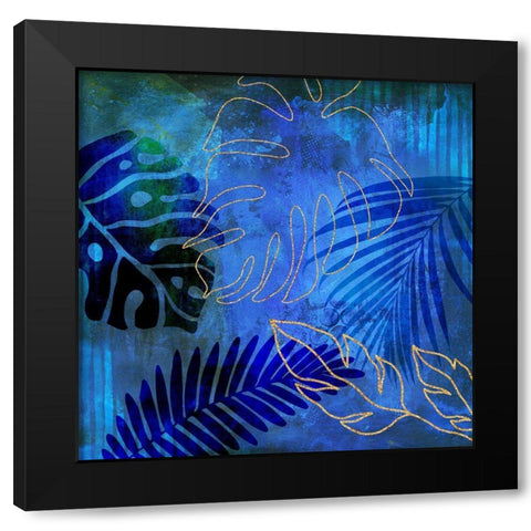 Blue Summer Jungle Black Modern Wood Framed Art Print with Double Matting by Haase, Andrea