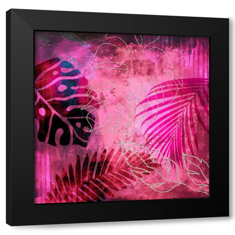 Pink Summer Jungle Black Modern Wood Framed Art Print by Haase, Andrea