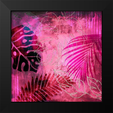 Pink Summer Jungle Black Modern Wood Framed Art Print by Haase, Andrea