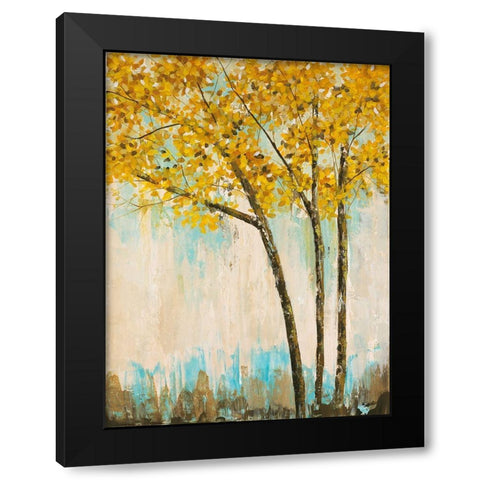 Leaves of Gold II Black Modern Wood Framed Art Print by Joy, Julie